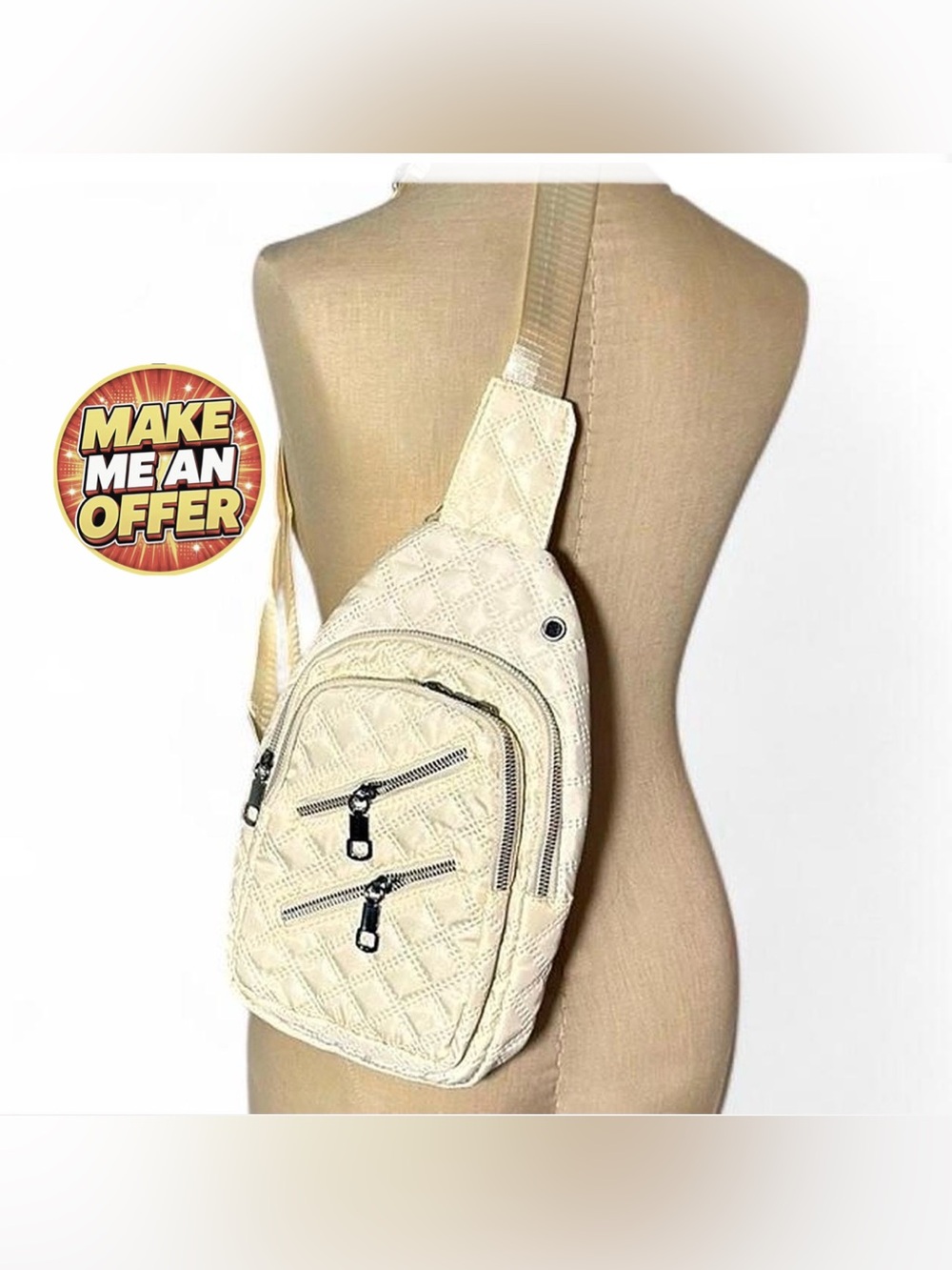 Brand New Elegant Ivory Quilted Women's Bag